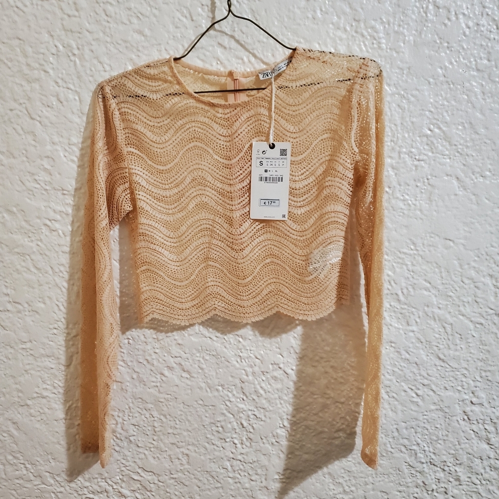NWT. Zara Lace Crop Top. Size Small.